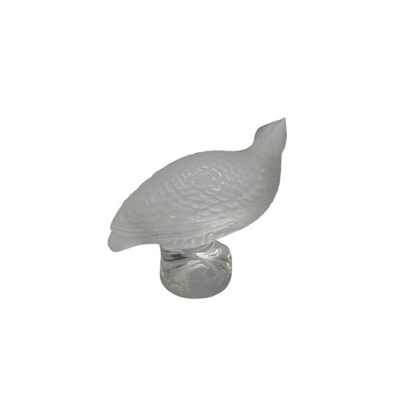 Lalique Frosted Crystal quail Partridge Bird Figurine Signed Collectible 2.25 In - Picture 3 of 5